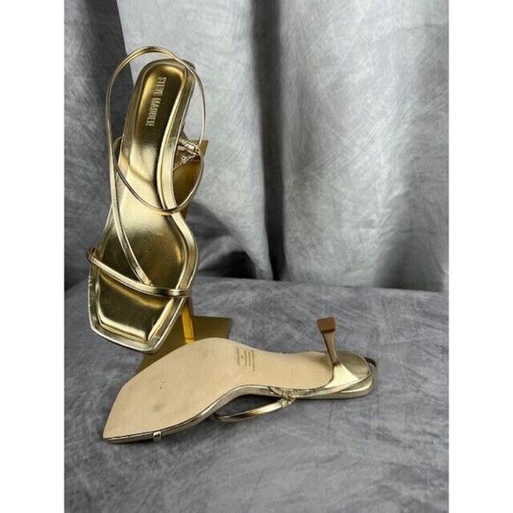 Steve Madden Womens Size US 8M Locke Strappy Thong Champagne Dress Heels - Picture 6 of 7